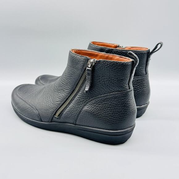 Vionic Boots Womens 11 Black Pebbled Leather Ankle Side Zip Comfort Booties - Picture 6 of 13